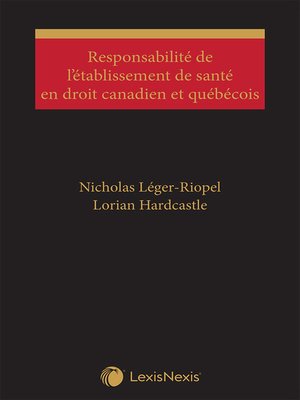 cover image of Responsabilité de l'établissement de santé en droit canadien et québécois